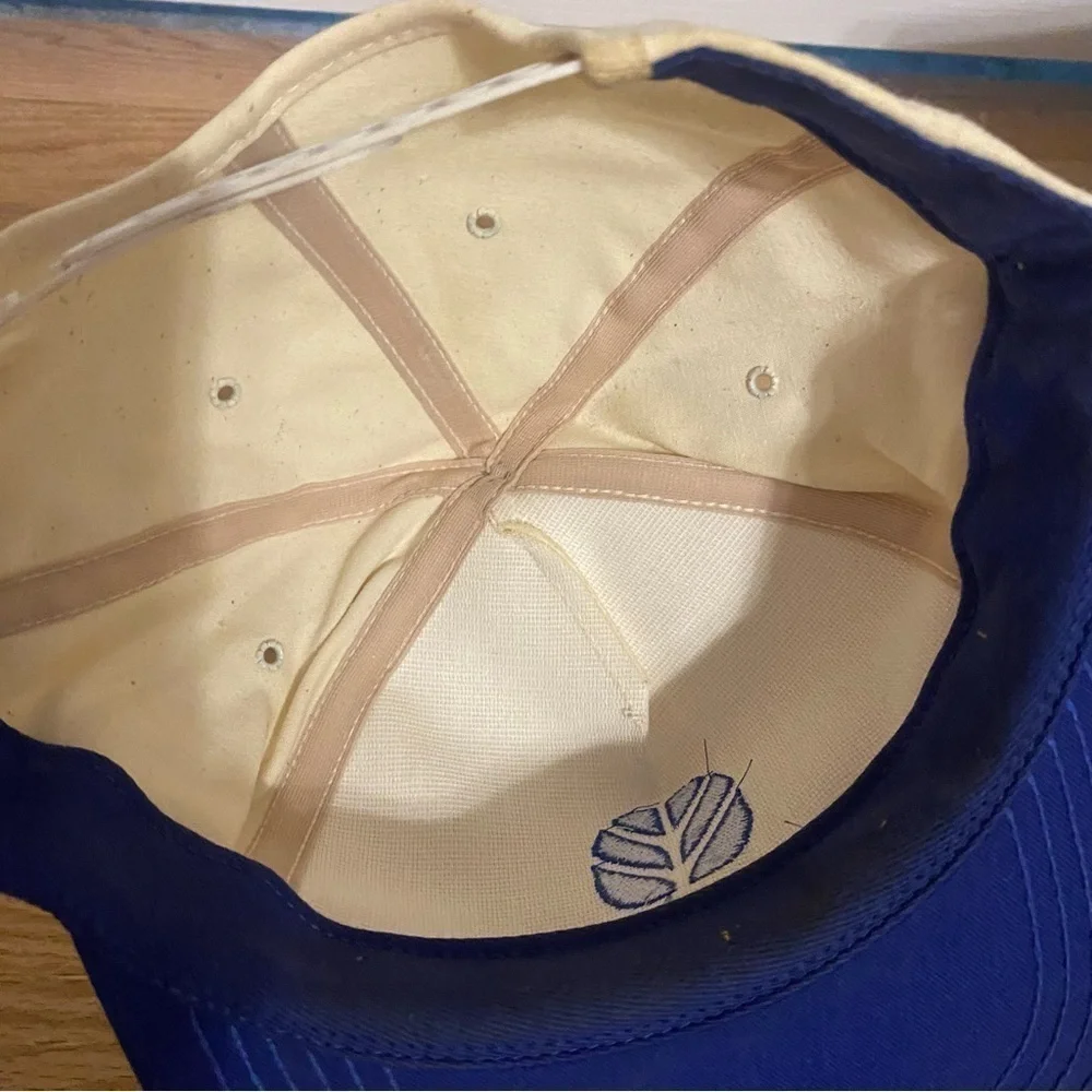 Vintage New Holland K Products Hat Blue Cream Snap Back